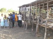 An enclosure for goats that was assembled by the community.