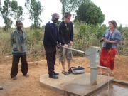 Bore hole and water pump.