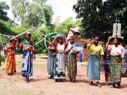 Treadle Pumps being distributed to the head women of Malawi